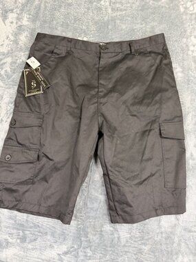 Jeanstation Mens Black Cargo Shorts Size 44 Work Wear Heavy Fabric Durable  NWT